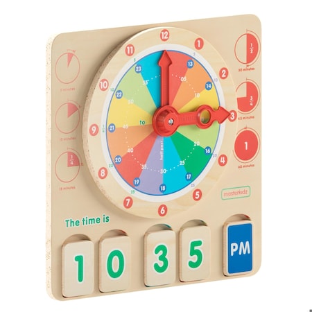 Flash Furniture Bright Beginnings Commercial STEM Telling Time Learning Board w/Digital & Analog Reading in Natural MK-MK11145-GG